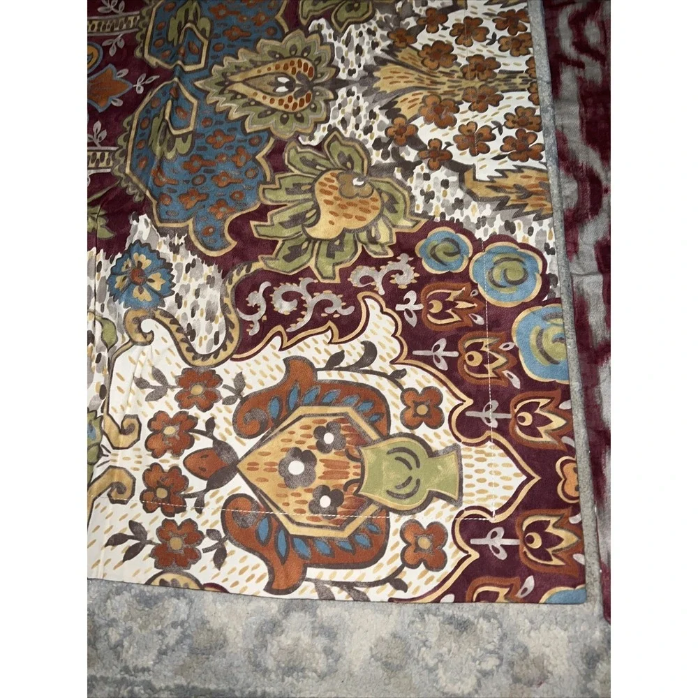 POTTERY BARN Organic Cotton Pair STANDARD PILLOW SHAMS maroon Orange Green Brown